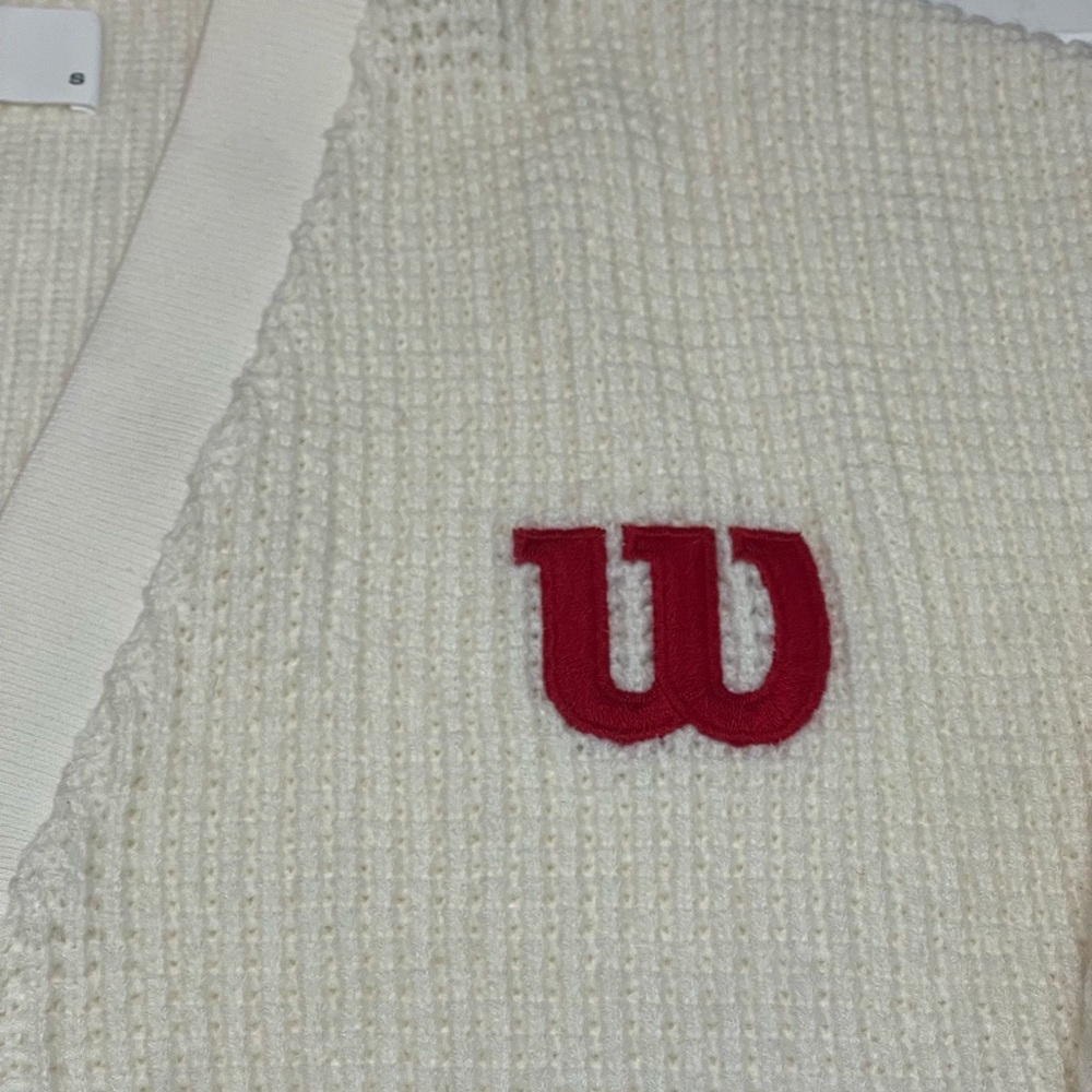 Wilson Cream Cardigan with Red Logo - Picture 7 of 7